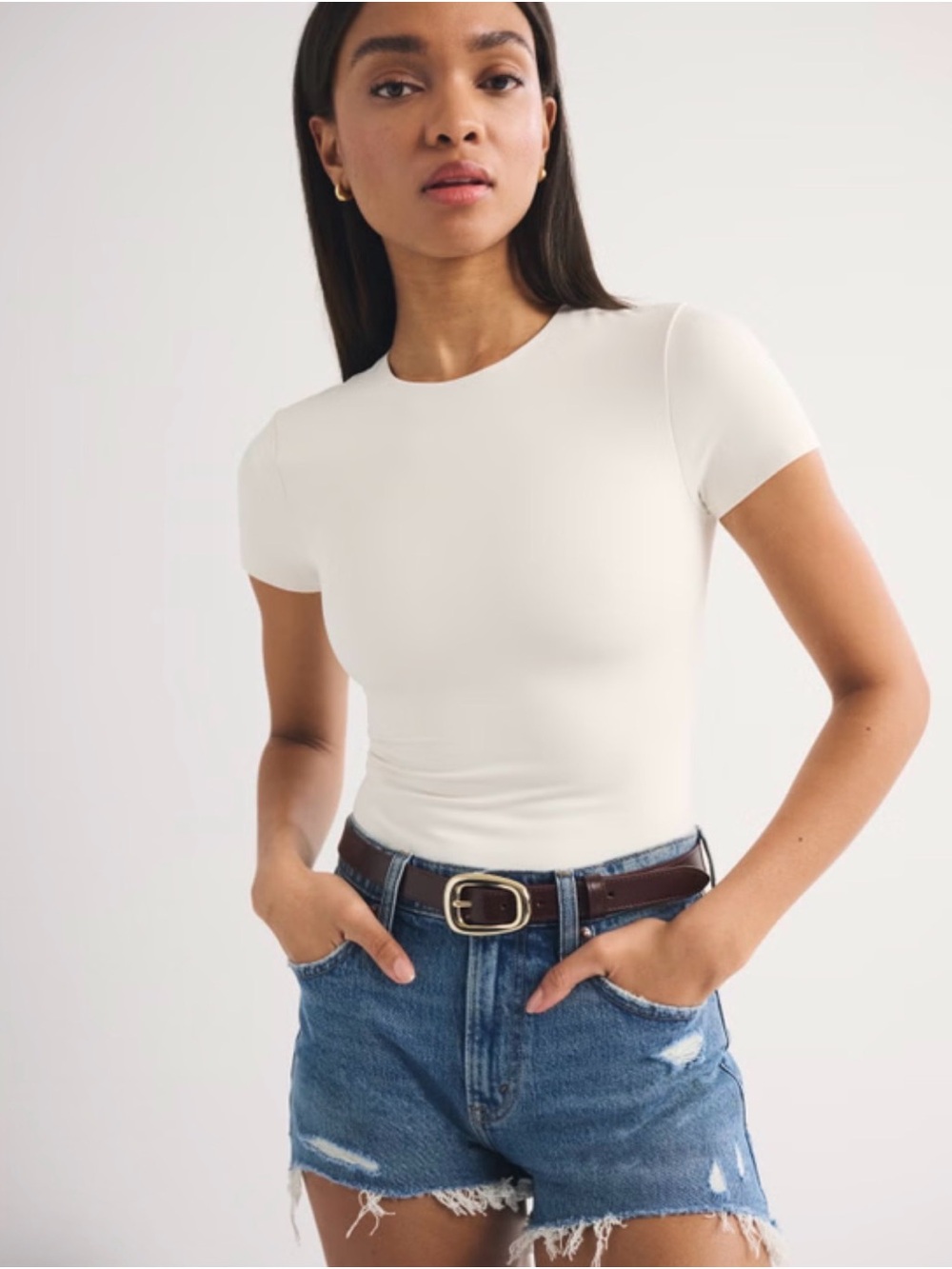Abercrombie | Seamless Tee Bodysuit - Light Heathered Grey